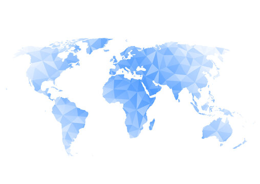 世界地図のイラスト: 青色ポリゴン背景