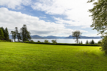 Beautiful view of the gardens of Armadale Castle, in the Isle of Skye