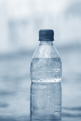 bottle of water, blue tones