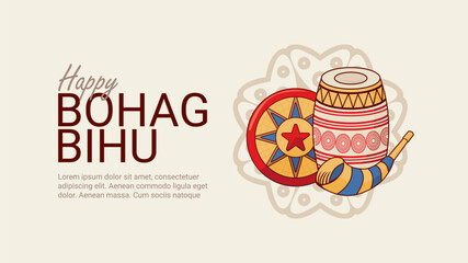 happy bohag bihu banner template flat design