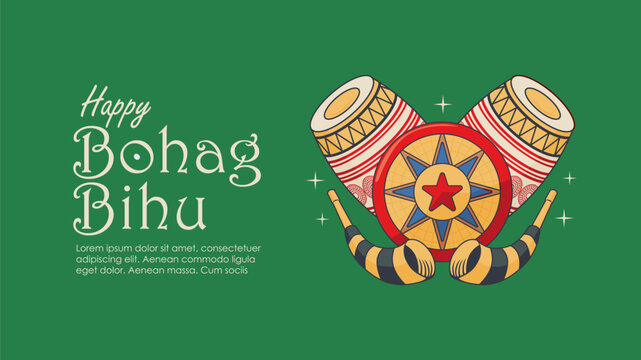 Free vector hand drawn bohag bihu horizontal banner template