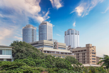 Beautiful view of the panorama of downtown Colombo, Sri Lanka, on a sunny day