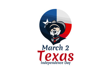 March 2, Independence day of Texas vector illustration. Suitable for greeting card, poster and banner. 