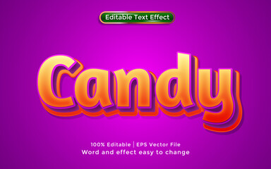 Candy text, purple background, 3d style editable text effect