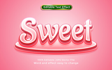 Sweet text, pink background, 3d style editable text effect