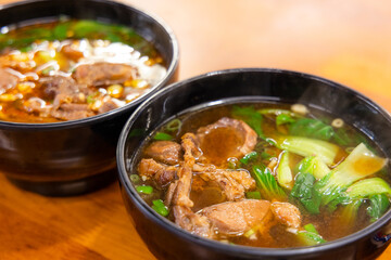 Warm and comforting bowl of beef noodle soup