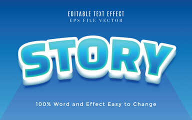 Story text, blue background, 3d style editable text effect