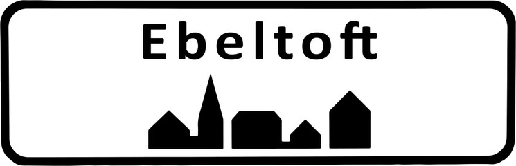 City sign of Ebeltoft - Ebeltoft Byskilt
