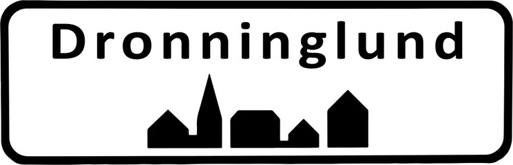 City sign of Dronninglund - Dronninglund Byskilt