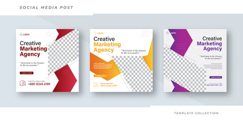 Creative marketing agency business social media post banner template