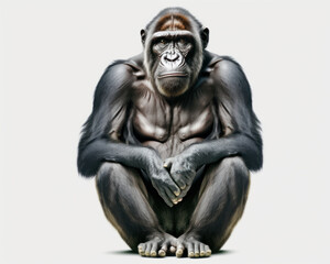Illustration of Ape isolated on white background. Generative AI