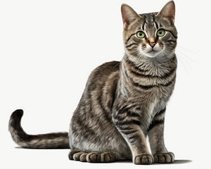 Obraz premium Illustration of Cat isolated on white background. Generative AI