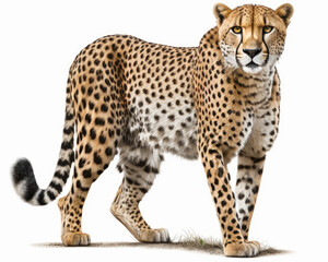 Illustration of Cheetah isolated on white background. Generative AI - obrazy, fototapety, plakaty