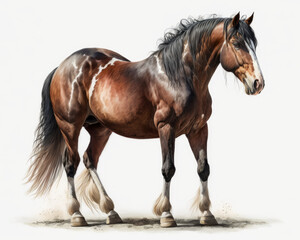 Obraz premium Illustration of Horse isolated on white background. Generative AI