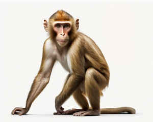Illustration of Monkey isolated on white background. Generative AI