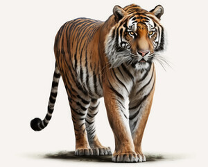 Fototapeta na wymiar Illustration of Tiger isolated on white background. Generative AI