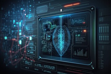 Health care digital diagnosis screen. Futuristic Medical technology. Generative AI