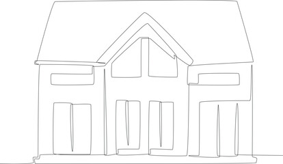 A two-floor luxury house design. Housing one line illustration.