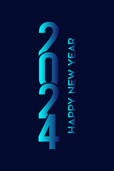 Happy new year 2024 text design for brochure design template card banner vector illustration.