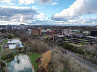 Aerial view of Basingstoke town centre and Eastrop