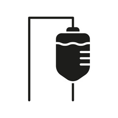 Medical Infusion Silhouette Icon. Chemotherapy Symbol. Iv Drip Glyph Pictogram. Intravenous Medicine Treatment in Hospital Icon. Medication Aid. Infusion Injection Sign. Isolated Vector Illustration