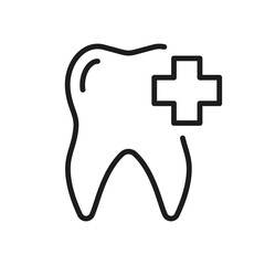 Medical Teeth Treatment Line Icon. Dental Care Linear Pictogram. Oral Medicine Clinic Sign. Dentistry Outline Symbol. Dental Treatment. Editable Stroke. Isolated Vector Illustration