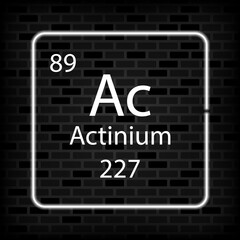 Actinium neon symbol. Chemical element of the periodic table. Vector illustration.
