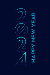 Happy new year 2024 text design for brochure design template card banner vector illustration.