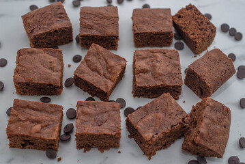 brownie cake. Dark chocolate brownie on a table