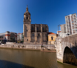 Fototapeta na wymiar San Anton church and the Ribera market, in the old town of Bilbao, Basque Country, Spain