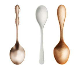 wooden kitchen utensils on transparent background