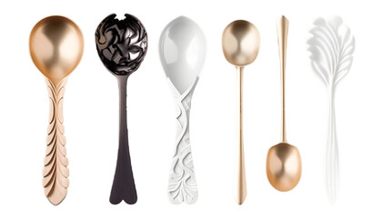 set of spoons on transparent background