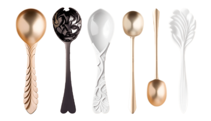 set of spoons on transparent background