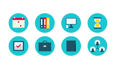 Colorful Flat Business Icons Collection