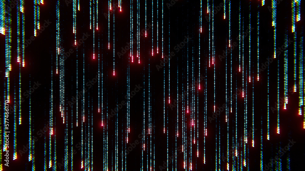 Poster abstract matrix effect with running lines of code. design. cyber reality of millions of tiny symbols