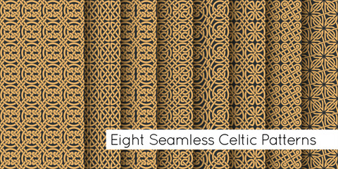 Seamless texture celtic style. Original ethnic ornaments set. - obrazy, fototapety, plakaty
