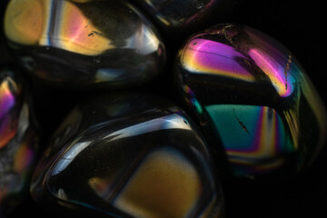 Damaged stones with iridescent surface