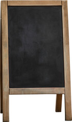 Empty wooden sandwich chalkboard to fill, isolated on white background