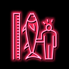 tuna size and fisherman neon glow icon illustration