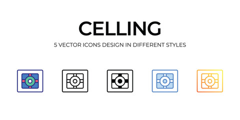 celling Icon Design in Five style with Editable Stroke. Line, Solid, Flat Line, Duo Tone Color, and Color Gradient Line. Suitable for Web Page, Mobile App, UI, UX and GUI design.