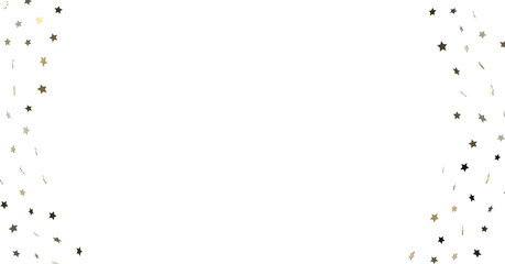 Stars - Banner with golden decoration. Festive border with falling glitter dust and stars.