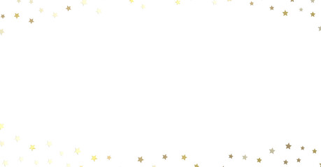 Fototapeta premium Stars - Banner with golden decoration. Festive border with falling glitter dust and stars.