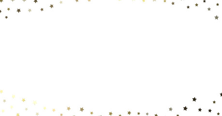 Stars - Banner with golden decoration. Festive border with falling glitter dust and stars.