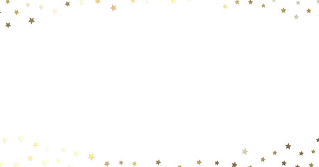 Stars - Banner with golden decoration. Festive border with falling glitter dust and stars.