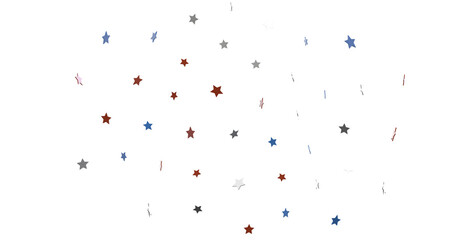 Stars - A blue glitter confetti border with red and blue stars on white