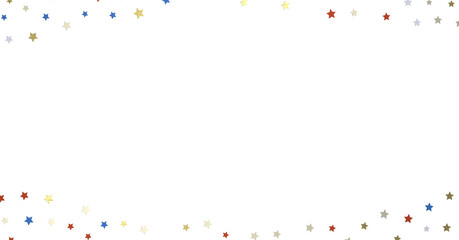 Stars - A blue glitter confetti border with red and blue stars on white