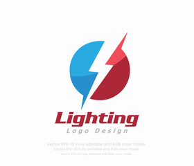 A blue circle with lightning bolt logo design