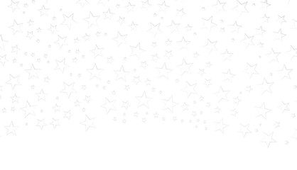 Banner with silver decoration. Festive border with falling glitter dust and stars.