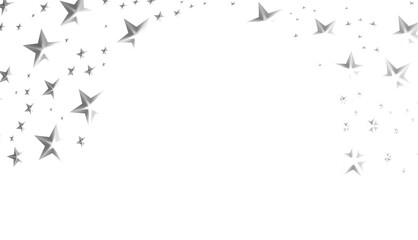 Banner with silver decoration. Festive border with falling glitter dust and stars.