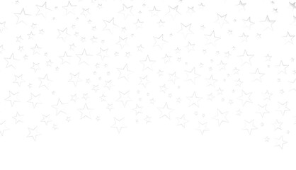 Banner with silver decoration. Festive border with falling glitter dust and stars.